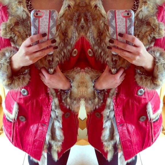 NWT Red 100% Leather Coyote Waterproof Coat Europe - Picture 1 of 7